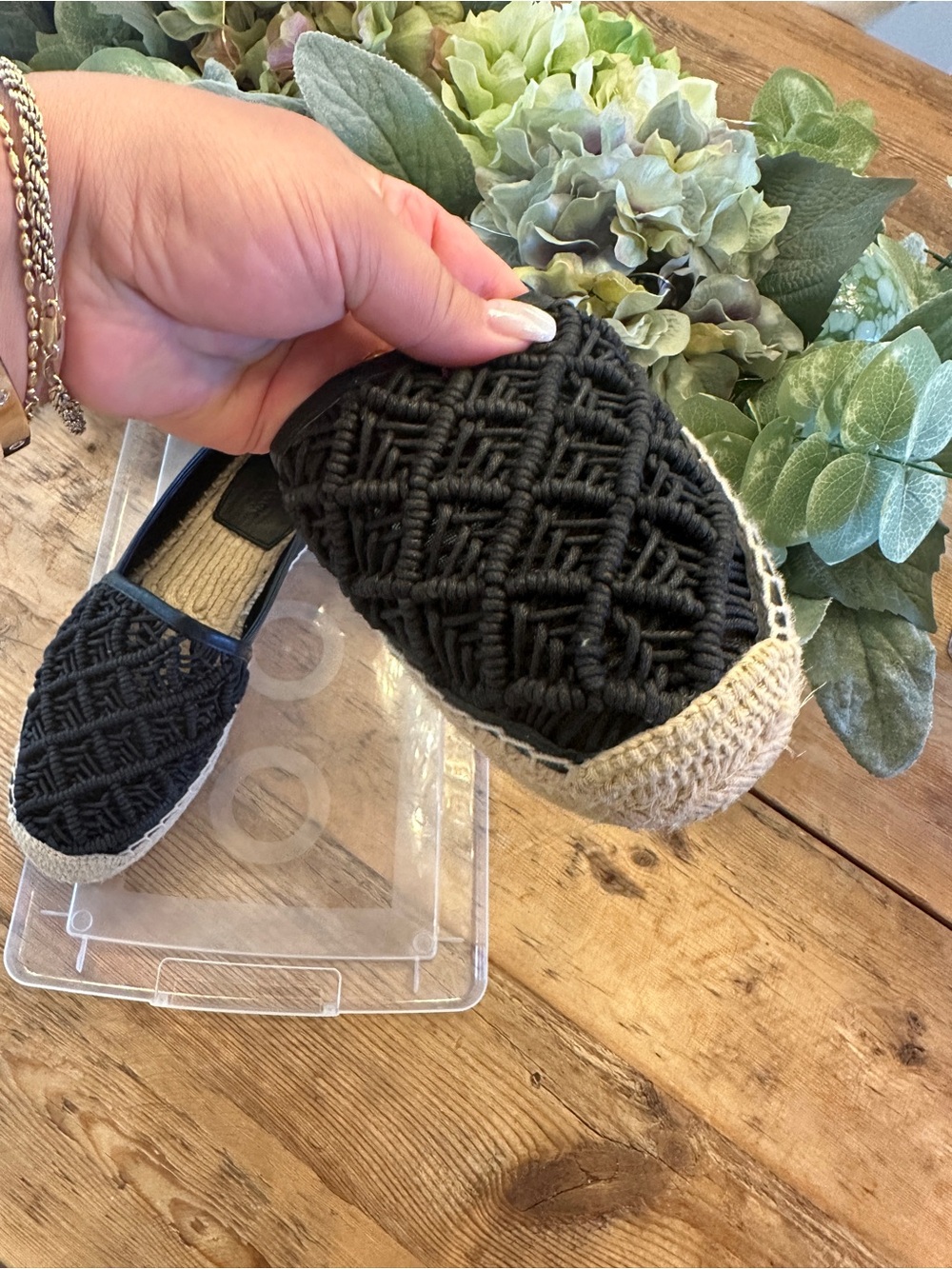 Authentic Tory Burch Woven Espadrille Slip-On - Black